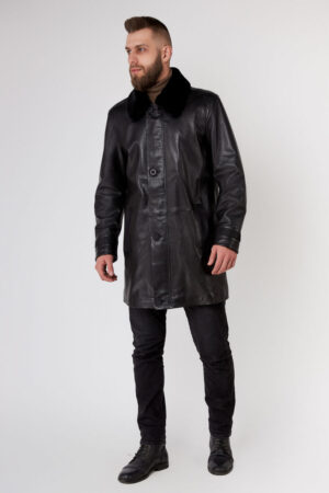 Куртка мужская из натуральной кожи черная, модель Diesel/kps
