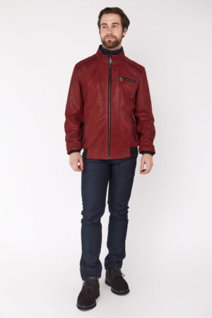 Куртка мужская из замш красная, модель 1317