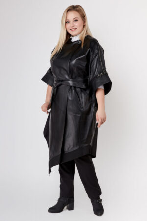 Куртка женская из натуральной кожи черная, модель 123