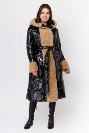 Куртка жіноча з balon/шерсть чорний/бежева, модель Mdk-10/kps