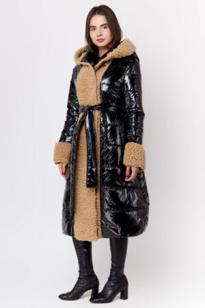 Куртка жіноча з balon/шерсть чорний/бежева, модель Mdk-10/kps