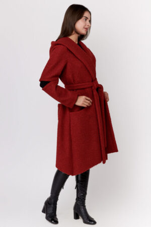 Пальто женское из шерсть охра, модель Em-94/kps