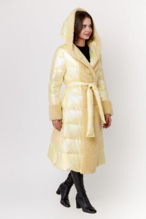 Пальто жіноче з balon/шерсть жовте, модель E-93091