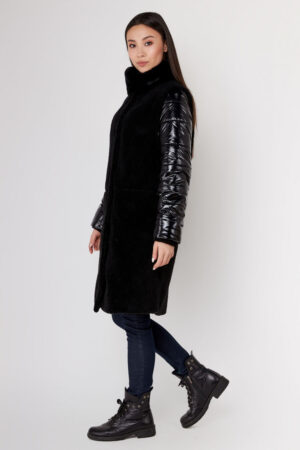 Пальто жіноче з вовни чорне, модель Em-11