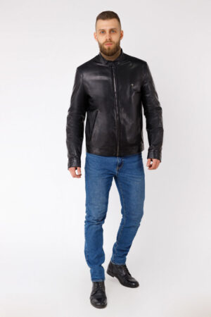 Куртка мужская из натуральной кожи черная, модель E-13