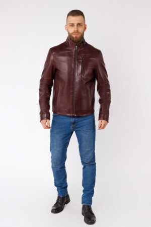 Куртка мужская из натуральной кожи бордо, модель E-10