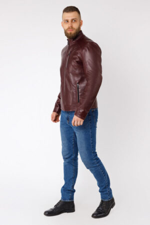 Куртка мужская из натуральной кожи бордо, модель E-10