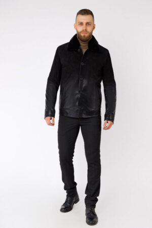 Куртка чоловіча з натуральної шкіри чорна, модель F691/kps