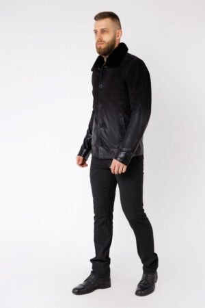 Куртка чоловіча з замш чорна, модель D 213