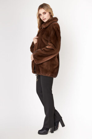 Шуба жіноча з норки коричнева, модель 5470/75