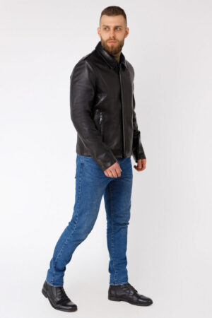 Куртка чоловіча з натуральної шкіри чорна, модель E-16
