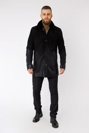 Куртка мужская из натуральной кожи черная, модель F691/kps