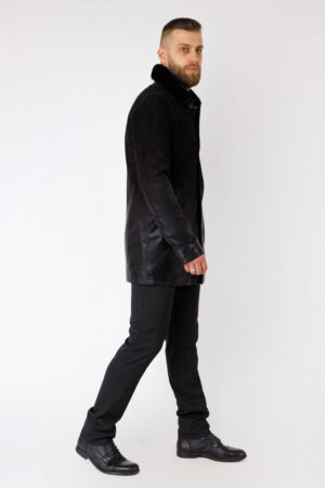 Куртка мужская из натуральной кожи черная, модель D-196