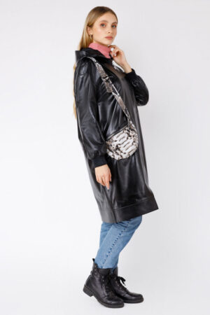 Куртка женская из натуральной кожи черная, модель 21z250-04/kps