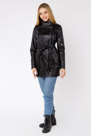 Куртка жіноча з натуральної шкіри чорна, модель 120