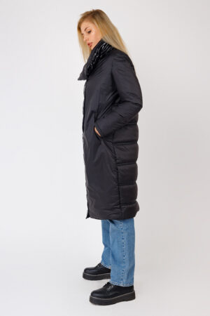 Куртка женские из тканей черные, модель 083