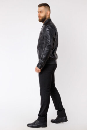 Куртка чоловіча з натуральної шкіри чорна, модель 201
