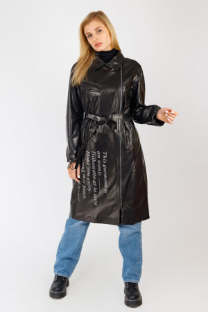Куртка жіноча з кожа/песец чорна, модель B-01