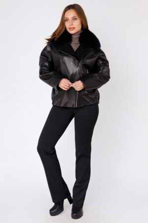 Куртка жіноча з натуральної шкіри чорна, модель Z 9064
