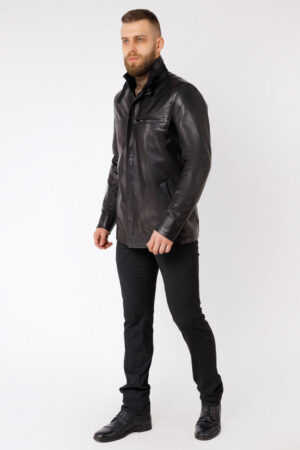 Куртка чоловіча з натуральної шкіри чорна, модель 2009