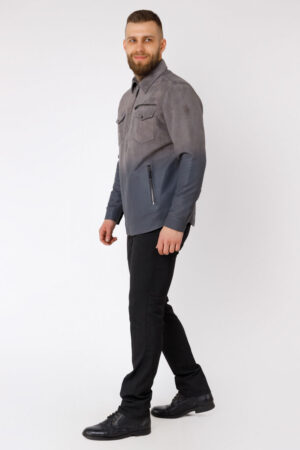 Куртка мужская из замш серая, модель E-65