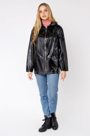 Куртка жіноча з натуральної шкіри чорна, модель 21z370-02/kps