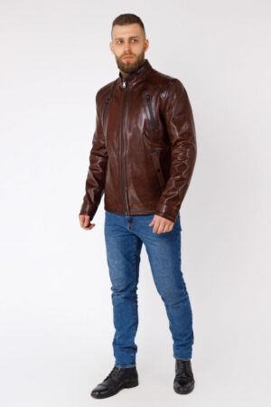Куртка чоловіча з натуральної шкіри коричнева, модель 237