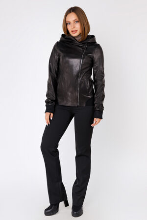Куртка жіноча з натуральної шкіри чорна, модель Ac-008/kps