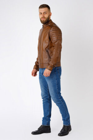 Куртка чоловіча з натуральної шкіри коричнева, модель 022