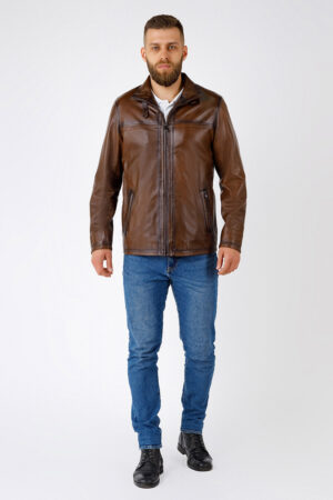 Куртка чоловіча з натуральної шкіри коричнева, модель 303