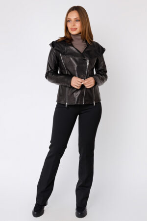 Куртка жіноча з натуральної шкіри чорна, модель B-1340/kps
