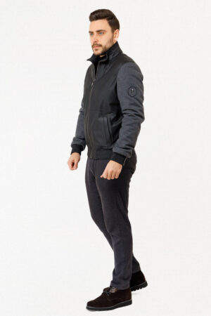 Куртка мужская из натуральной кожи темно-серая, модель Mdl-9