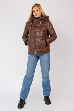 Куртка жіноча з натуральної шкіри коричнева, модель N-1315/kps