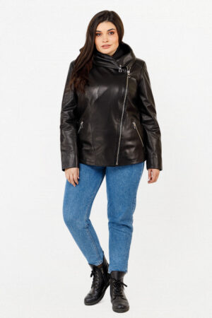 Куртка жіноча з натуральної шкіри чорна, модель 7922/kps