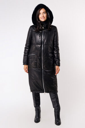 Куртка женская из натуральной кожи черная, модель N-590e/kps
