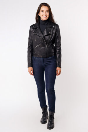 Куртка женская из натуральной кожи черная, модель Ksk-101
