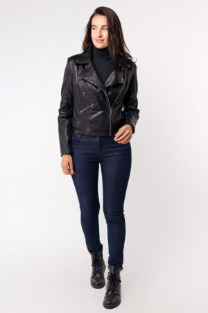 Куртка женская из натуральной кожи черная, модель Ksk-101