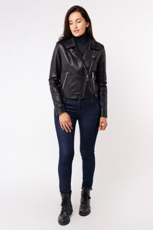 Куртка жіноча з натуральної шкіри чорна, модель Ksk-101
