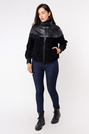 Куртка женская из натуральной кожи черная, модель Ksk-201