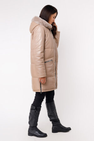 Куртка женская из натуральной кожи бежевая, модель N-590/kps