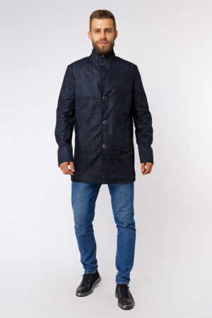 Куртка мужская из замш темно-синяя, модель Gzd-09