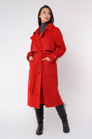 Пальто женское из шерсть черное, модель Em-11