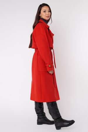 Пальто женское из кашемир красное, модель 1769