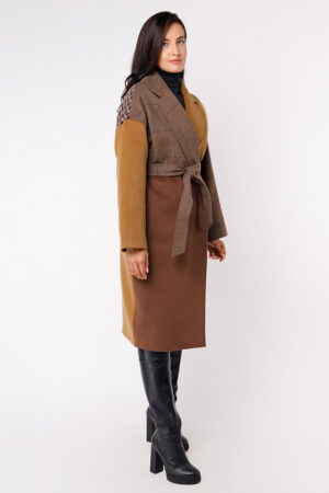 Пальто женское из кашемир мультиколор, модель 1939