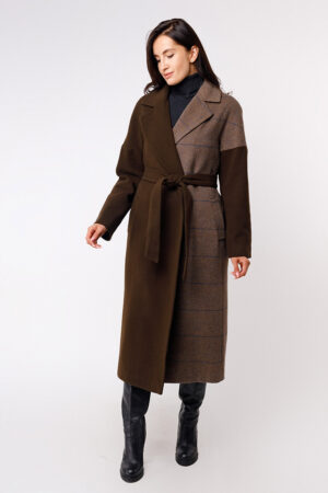Пальто жіноче з кашемір коричневе, модель Rfl-301