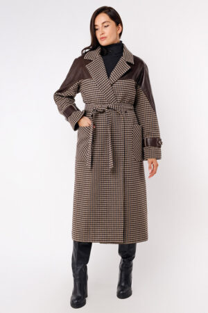 Пальто жіноче з кашемір коричневе, модель Rfl-301