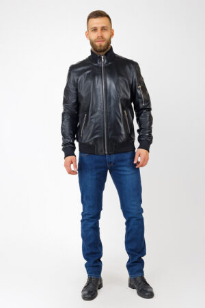 Куртка мужская из замш темно-синяя, модель Gzd-09