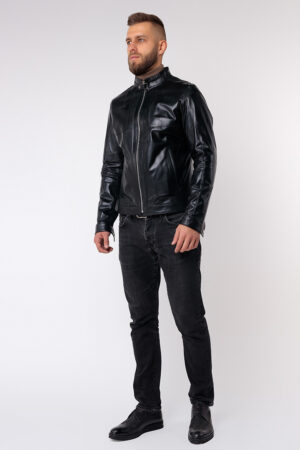 Куртка мужская из натуральной кожи черная, модель E-48