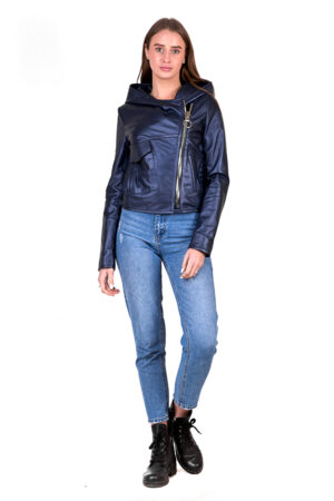 Куртка жіноча з натуральної шкіри синя, модель Gzd-07/kps
