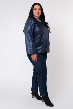Куртка жіноча з натуральної шкіри синя, модель Gzd-011
